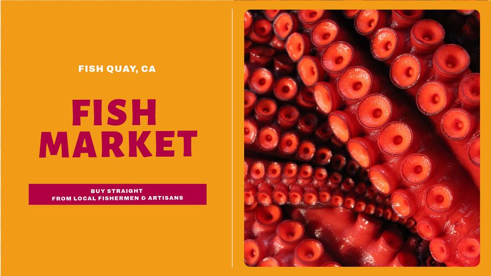 Fish market blog banner template, editable text & design