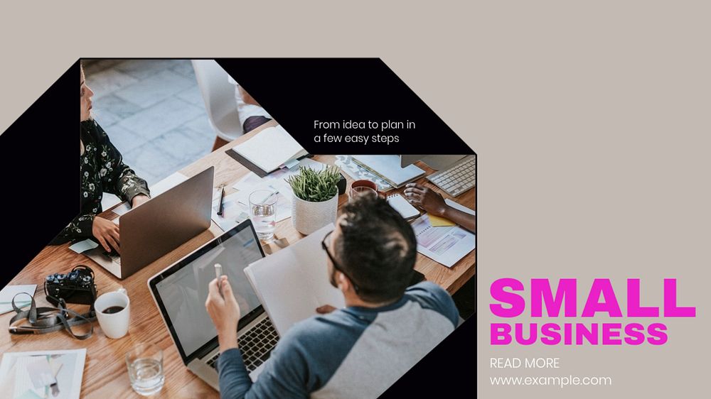 Small business blog banner template, editable text & design