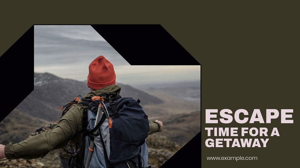 Escape travel service blog banner template, editable text & design