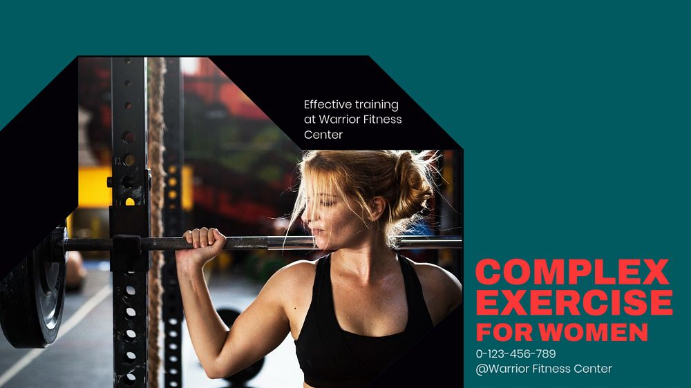 Complex exercise blog banner template, editable text & design