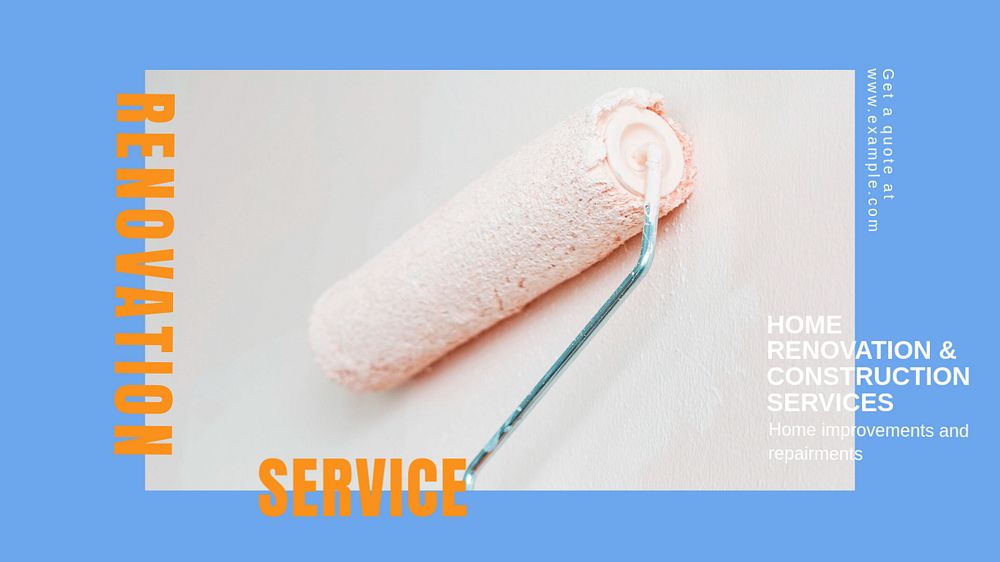 Renovation services blog banner template, editable text & design