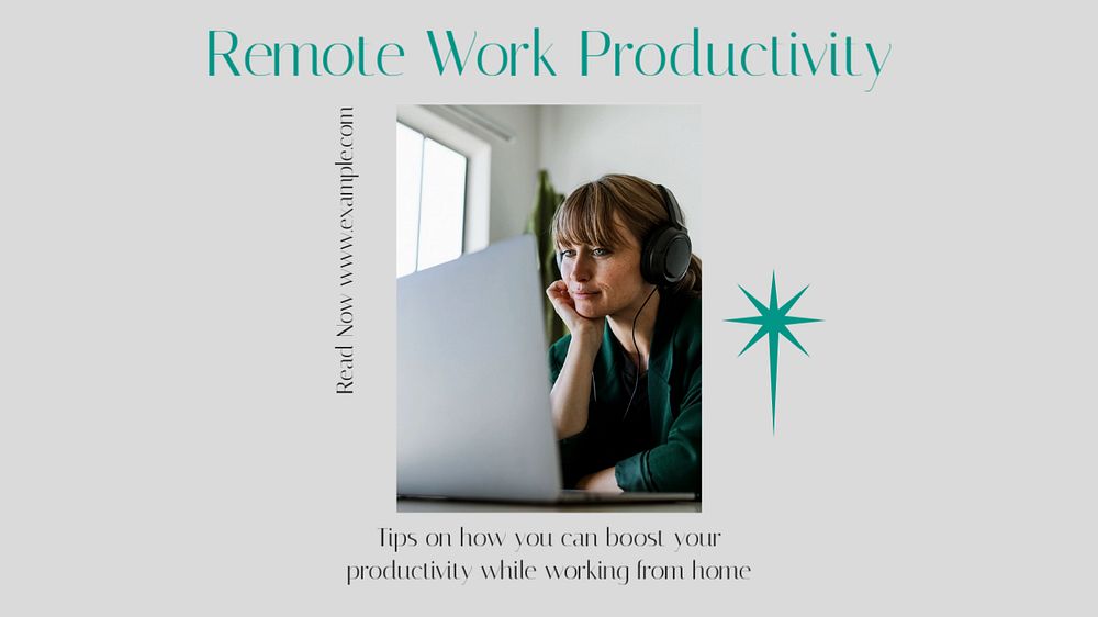 Remote work productivity Facebook cover template, editable design