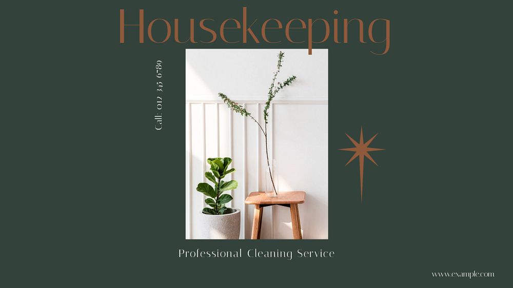 Housekeeping service Facebook cover template, editable design