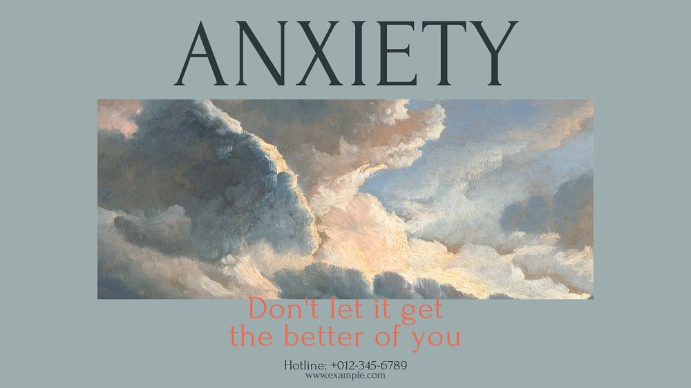 Anxiety hotline Facebook cover template, editable design