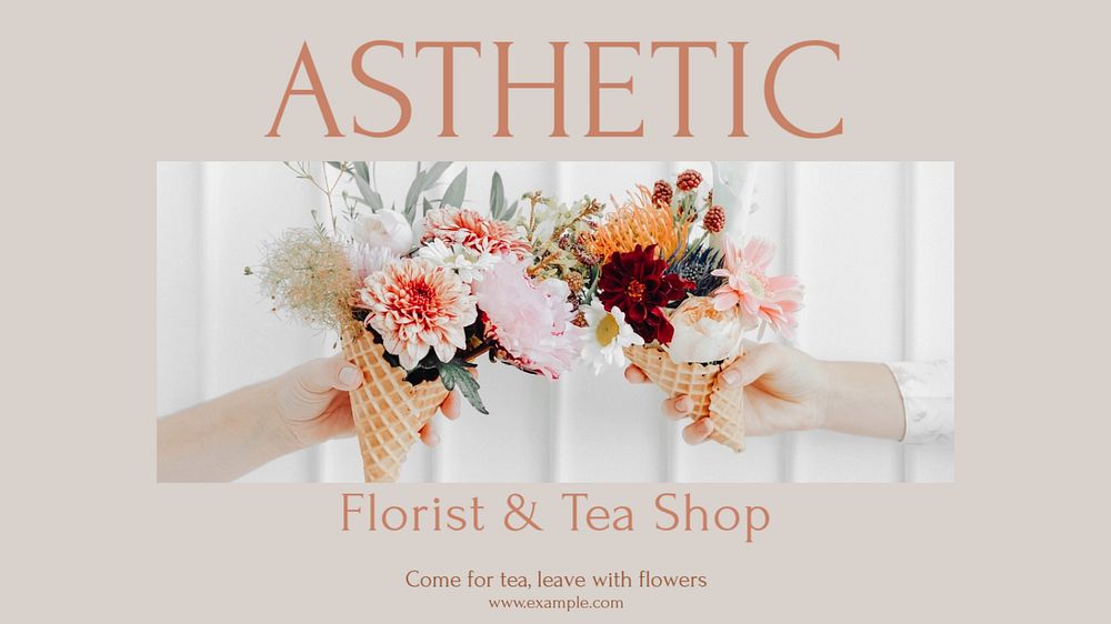 Florist and tea shop Facebook cover template, editable design