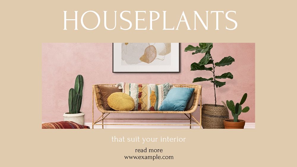 Houseplants ideas Facebook cover template, editable design