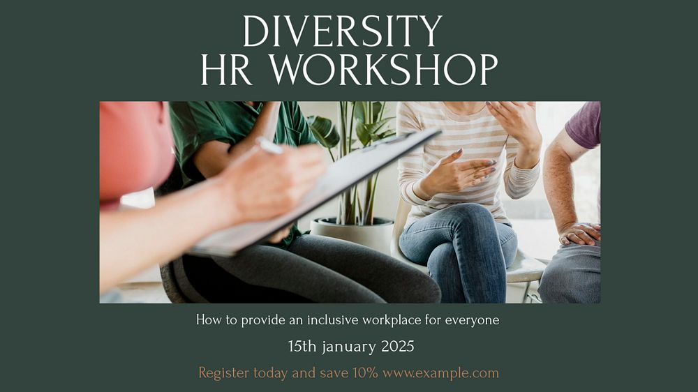 Diversity HR workshop Facebook cover template, editable design