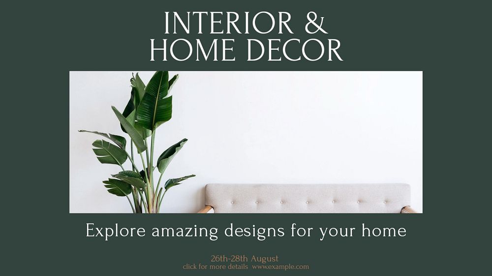 Home decor Facebook cover template, editable design