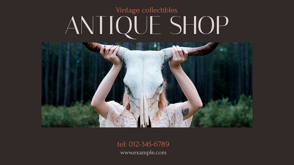 Antique shop Facebook cover template, editable design