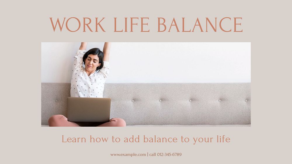 Work life balance Facebook cover template, editable design