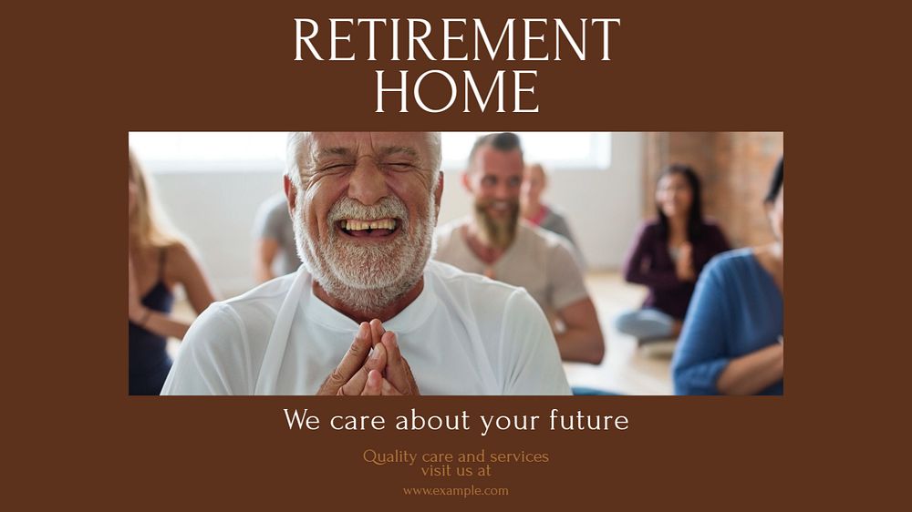 Retirement home Facebook cover template, editable design