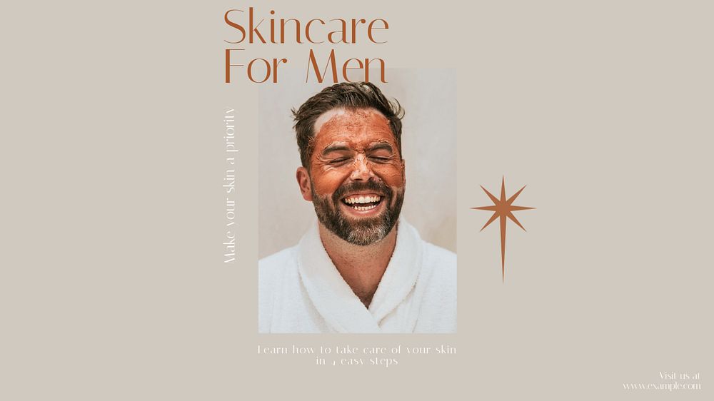 Men's skincare Facebook cover template, editable design