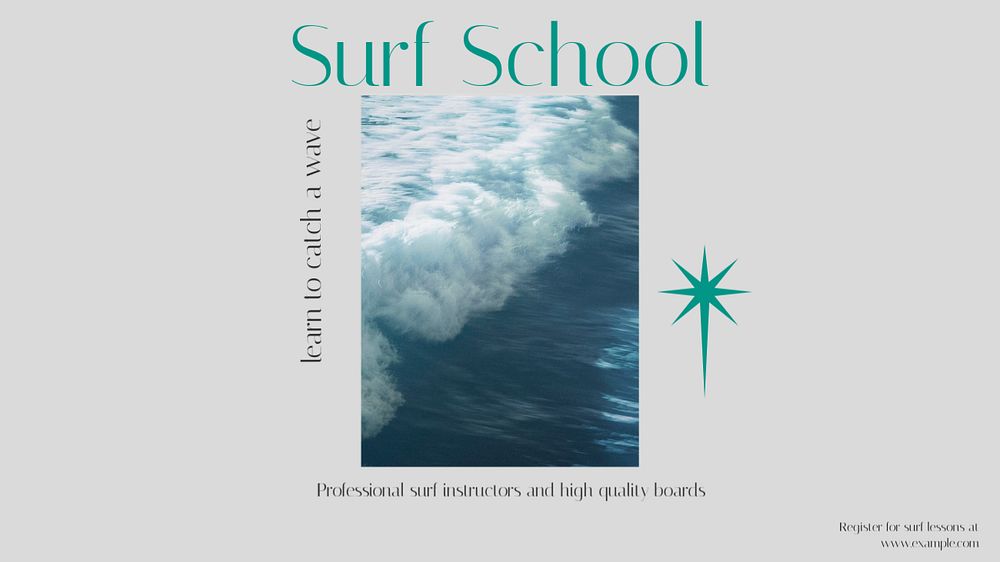 Surf school Facebook cover template, editable design