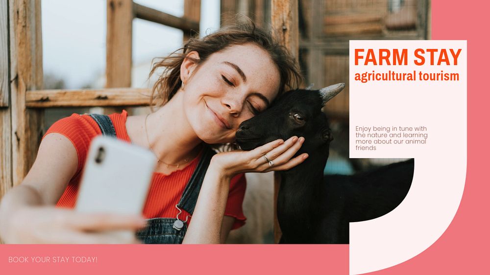 Farm stay blog banner template, editable text & design