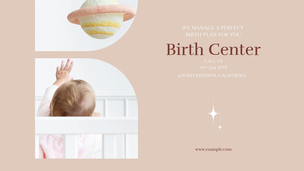 Birth center Facebook cover template, editable design