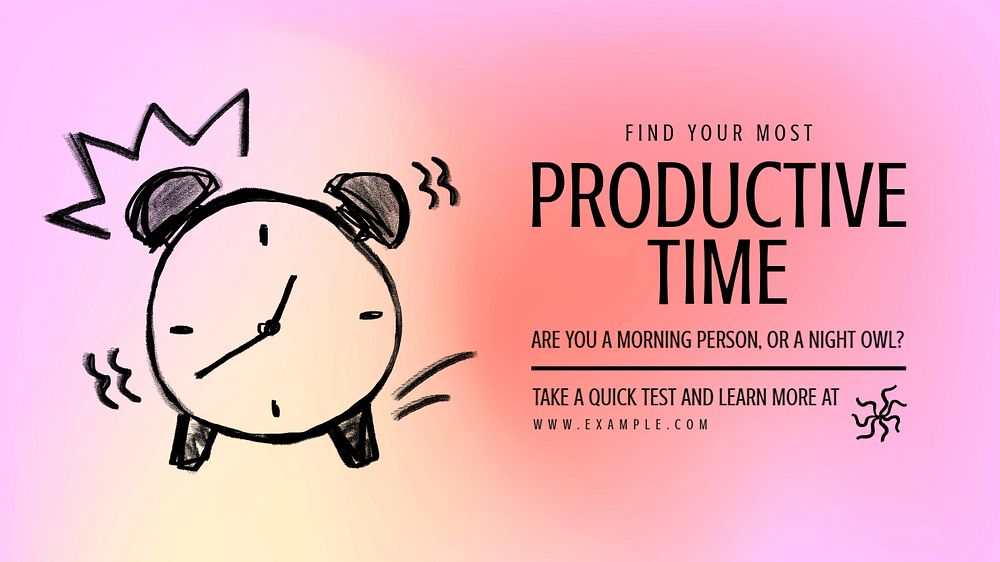 Productive time blog banner template, editable text & design