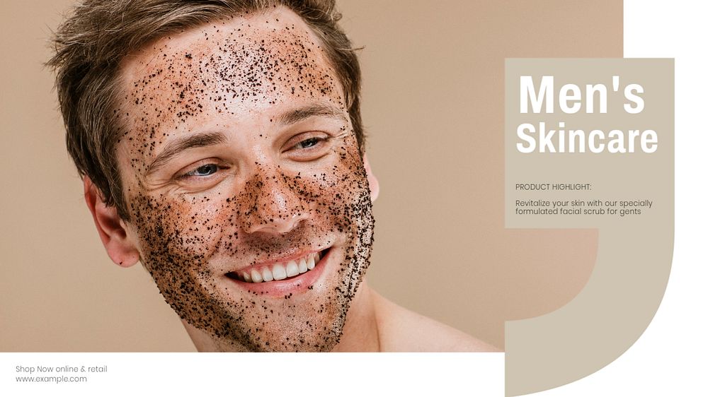 Men's skincare blog banner template, editable text & design