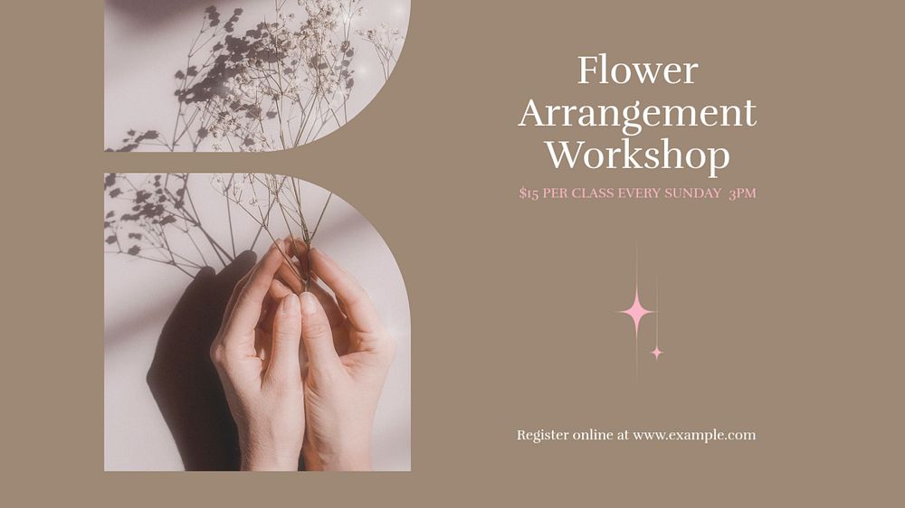 Flower arrangement workshop Facebook cover template, editable design