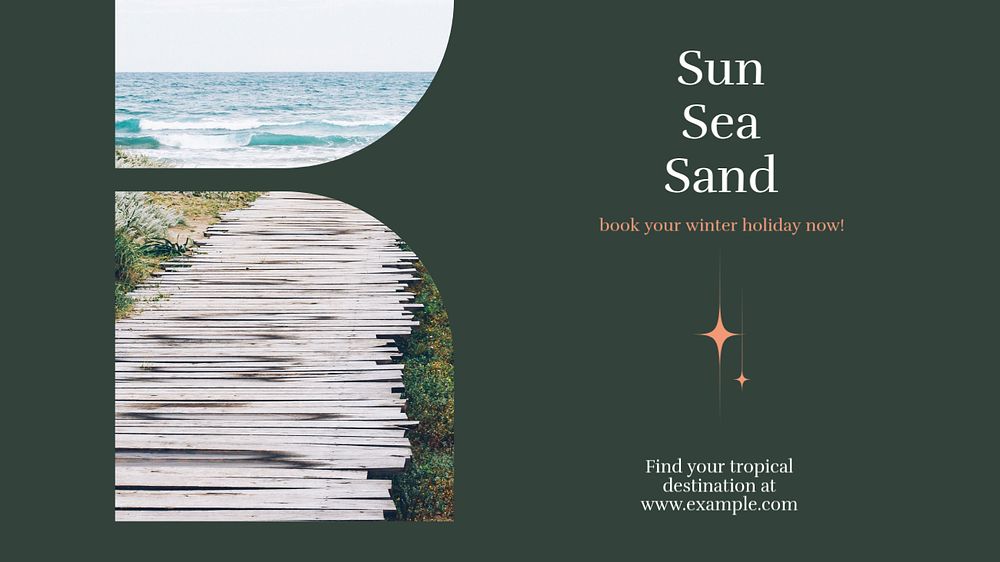 Sea, sun, sand Facebook cover template, editable design