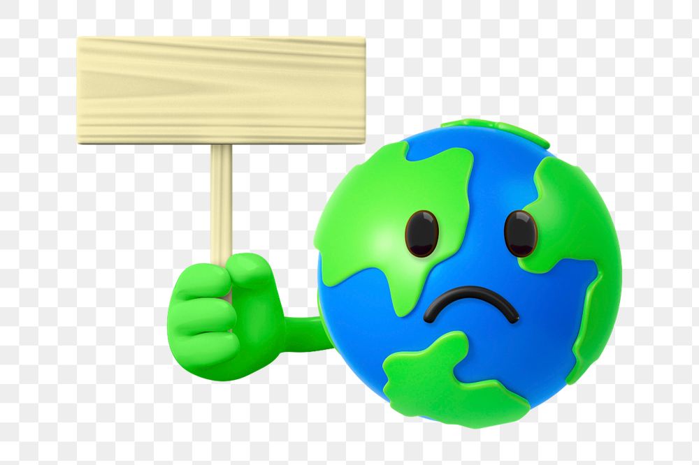 Planet earth protest sign mockup, 3D emoji  editable design