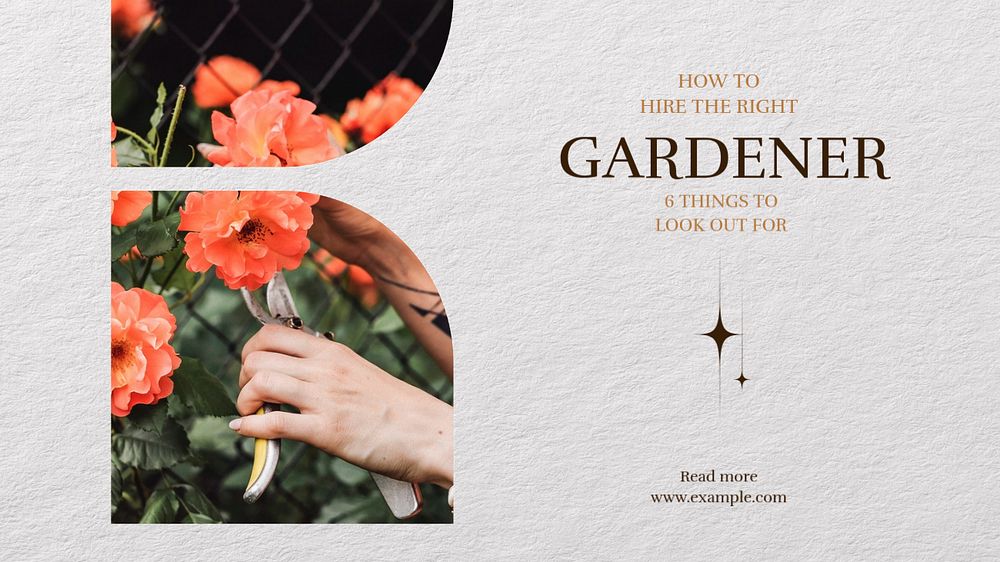 Gardener hiring Facebook cover template, editable design