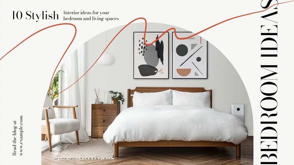 Bedroom ideas blog banner template, editable design