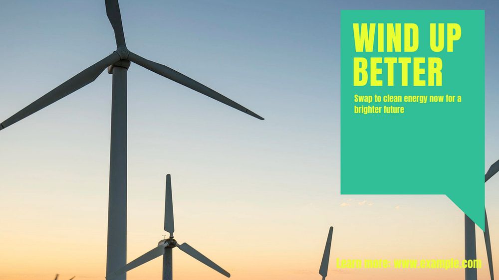 Wind power blog banner template, editable text & design