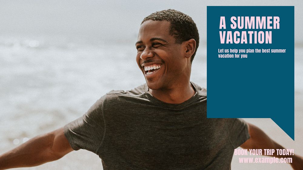 Summer vacation blog banner template, editable text & design