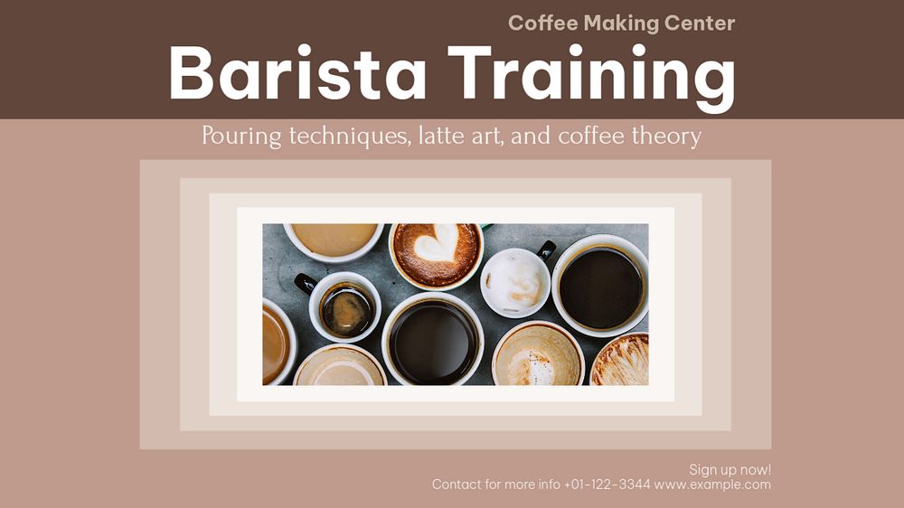 Barista training blog banner template, editable design