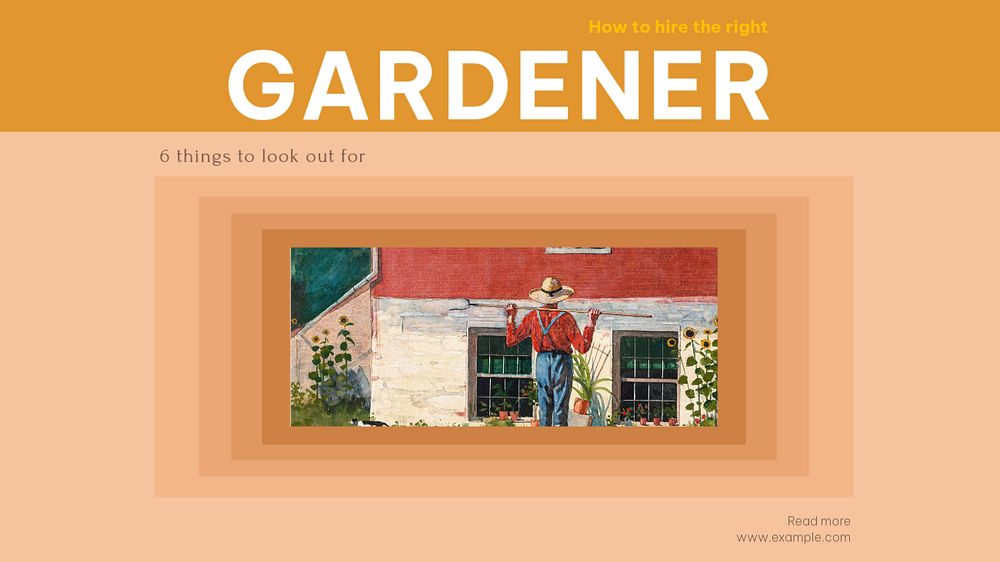 Gardener hiring blog banner template, editable design