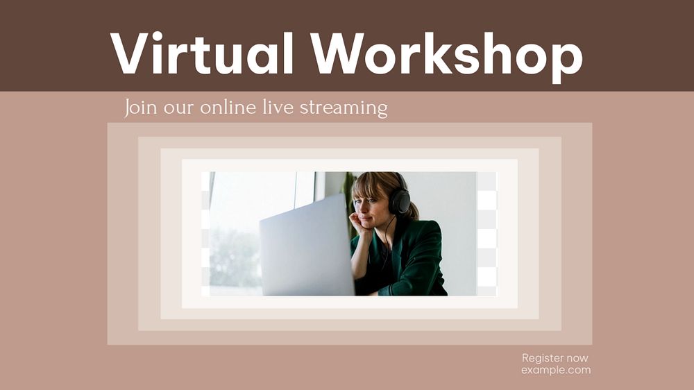 Virtual workshop blog banner template, editable design