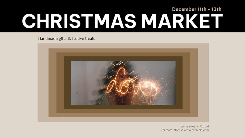 Christmas market blog banner template, editable design