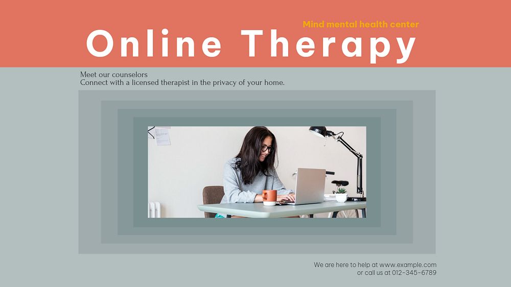 Online therapy blog banner template, editable design