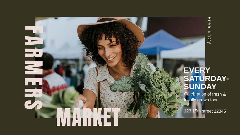 Farmers market blog banner template, editable text & design