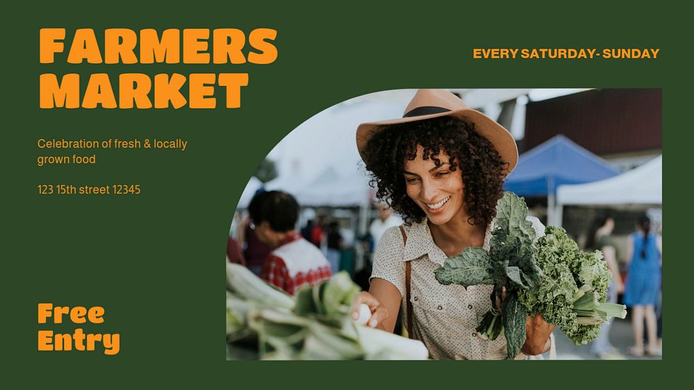 Farmers market blog banner template, editable text & design