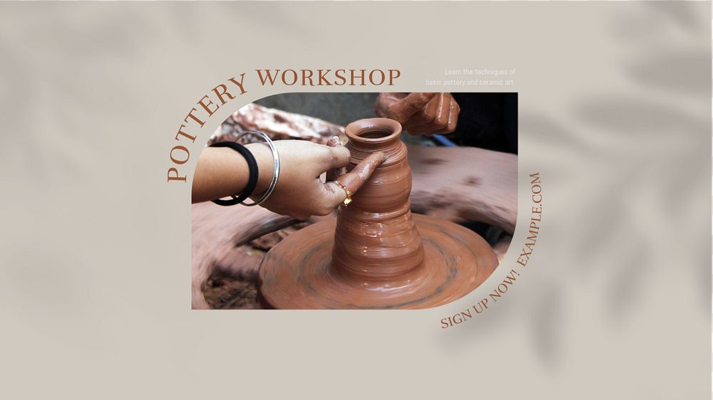 Pottery workshop blog banner template, editable design