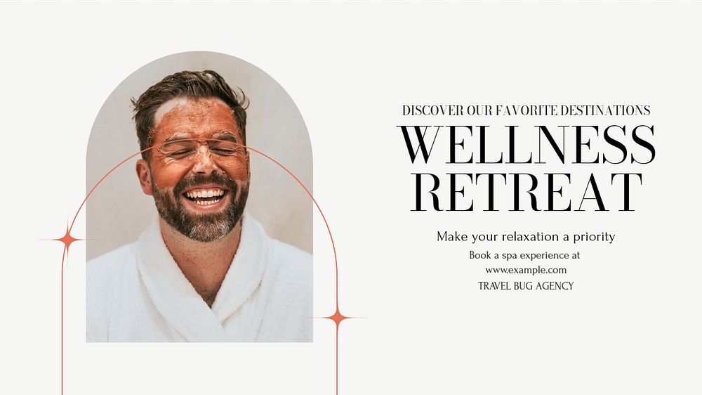 Wellness retreat blog banner template, editable design