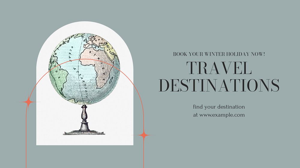 Travel destinations blog banner template, editable design