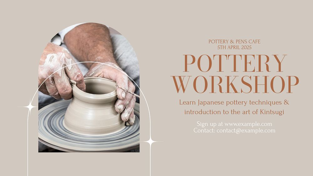 Pottery workshop blog banner template, editable design