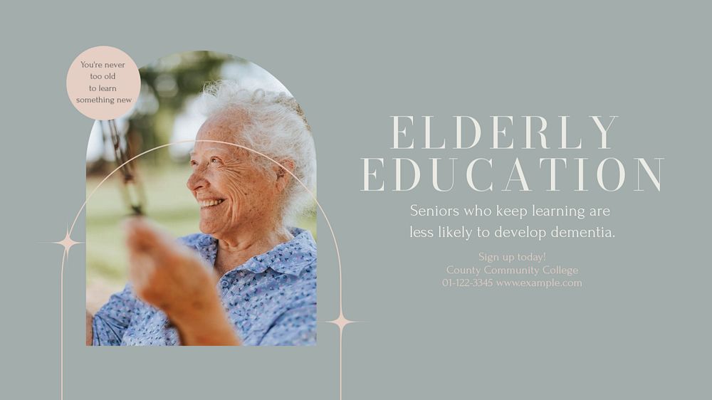 Elderly education blog banner template, editable design