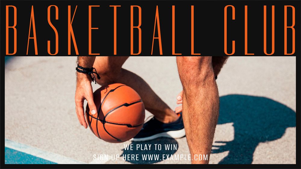 Basketball club blog banner template, editable text & design