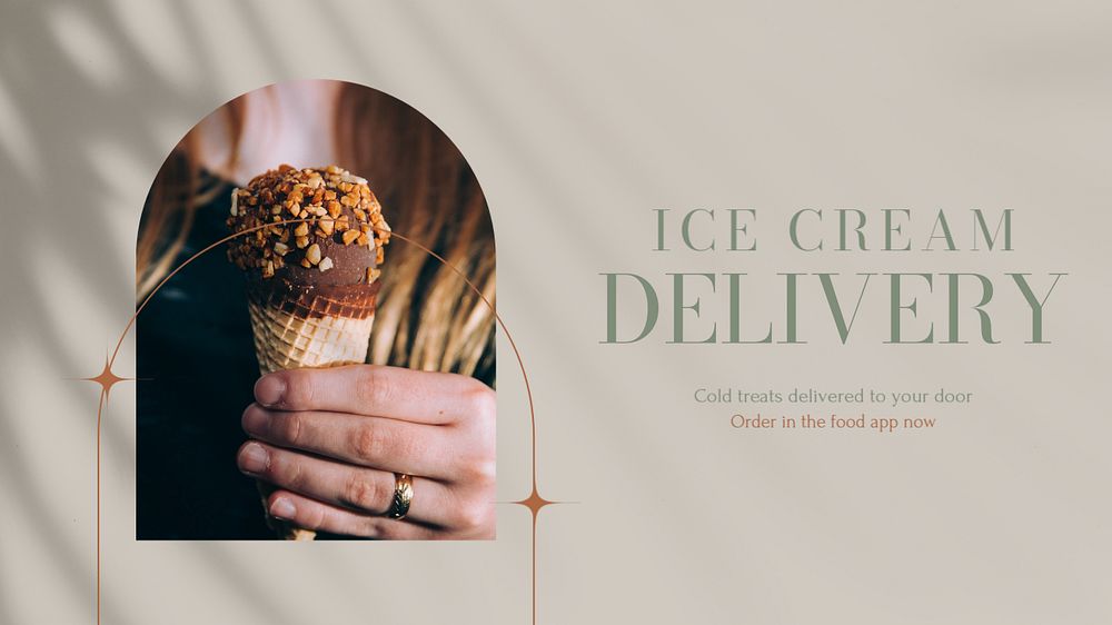 Ice cream delivery blog banner template, editable design