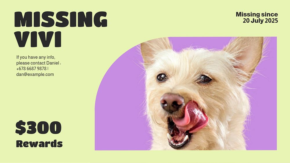 Missing pet blog banner template, editable text & design