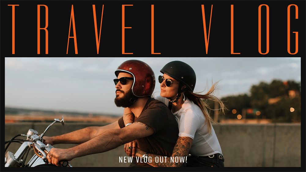 Travel vlog blog banner template, editable text & design