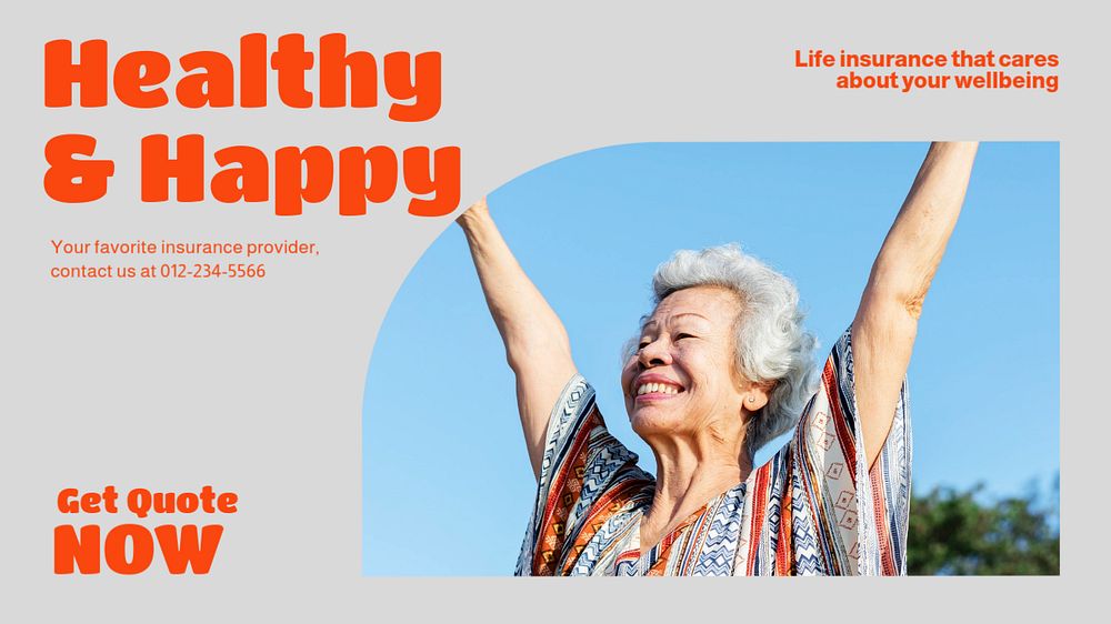 Healthy & happy blog banner template, editable text & design