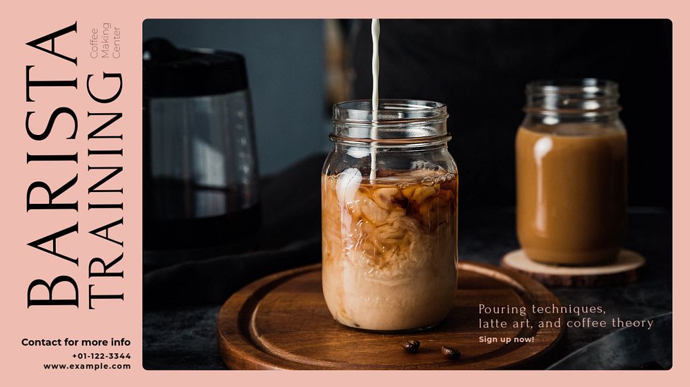 Barista training blog banner template, editable text