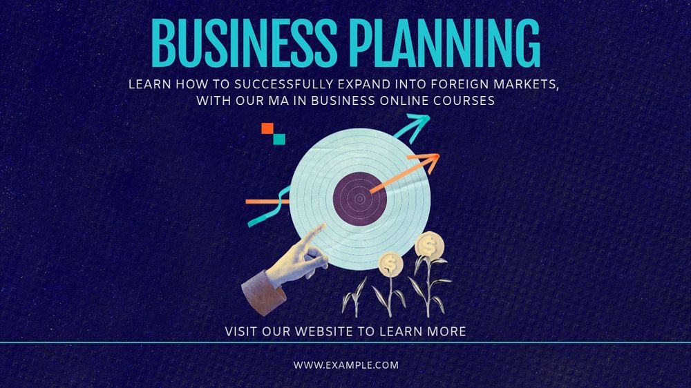 Business planning blog banner template, editable text & design