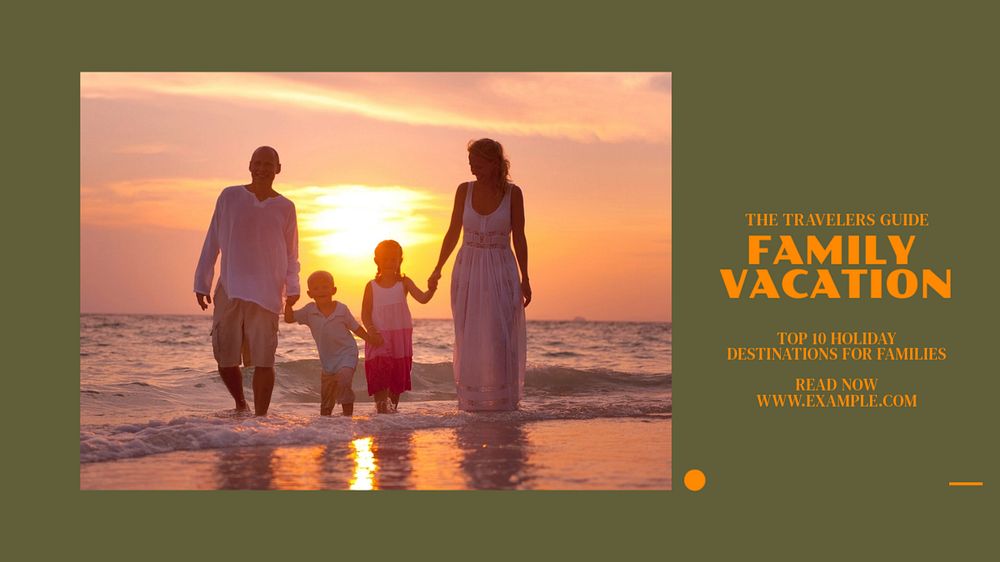 Family vacation blog banner template, editable text & design