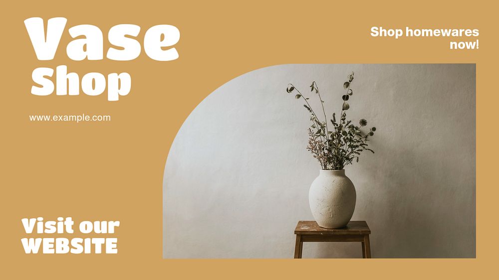 Vase shop blog banner template, editable text & design