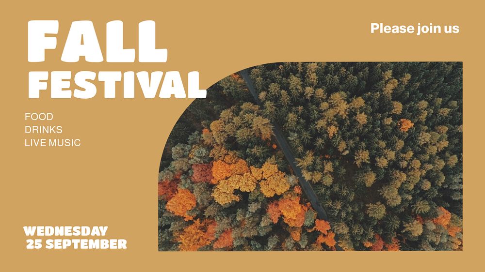 Fall festival blog banner template, editable text & design